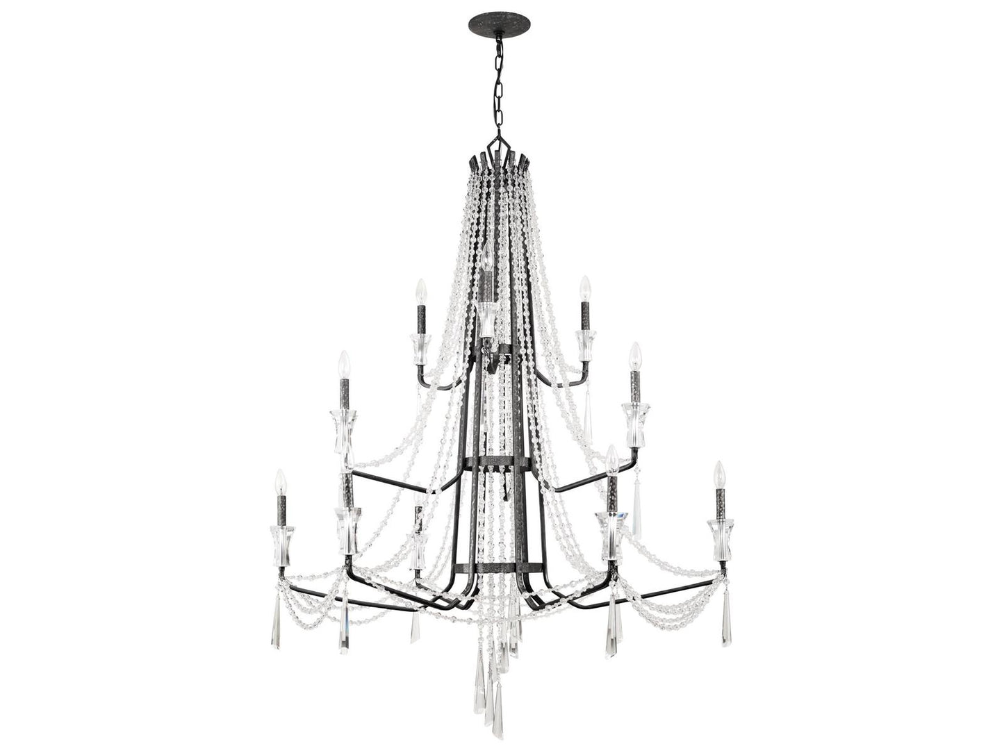 Varaluz Barcelona 3-Tier 12-Light Crystal Chandelier Onyx