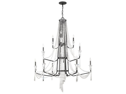 Varaluz Barcelona 3-Tier 12-Light Crystal Chandelier Onyx