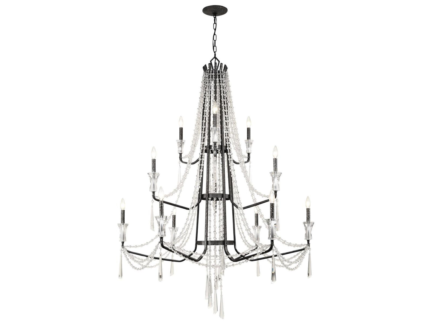 Varaluz Barcelona 3-Tier 12-Light Crystal Chandelier Onyx