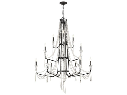 Varaluz Barcelona 3-Tier 12-Light Crystal Chandelier Onyx
