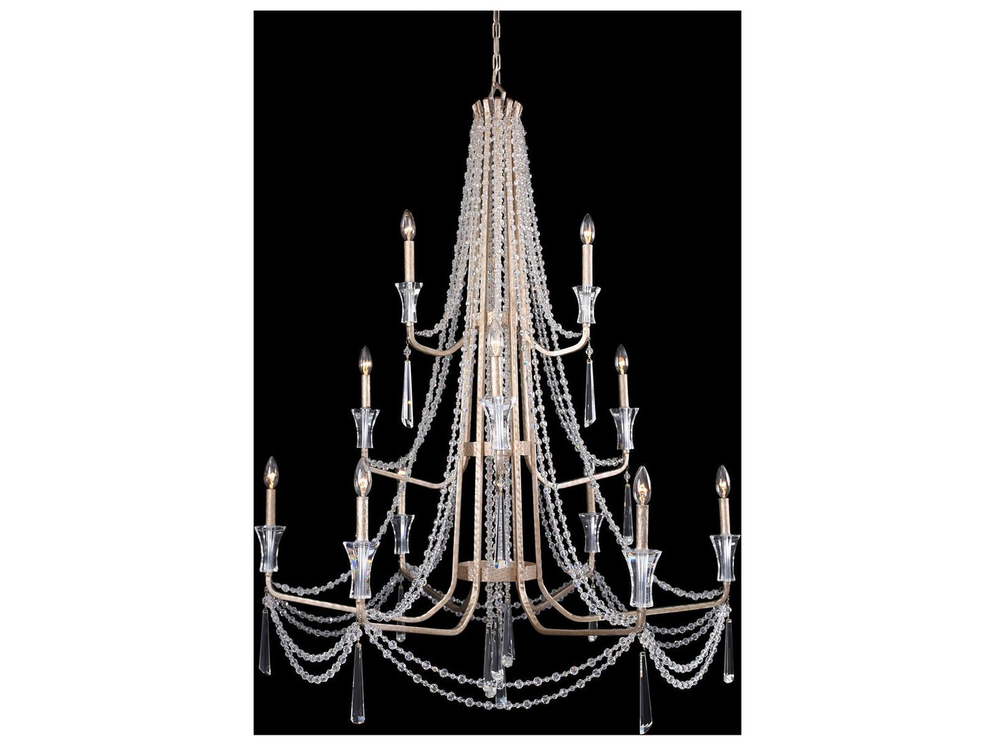 Varaluz Barcelona 3-Tier 12-Light Crystal Chandelier Transcend Silver