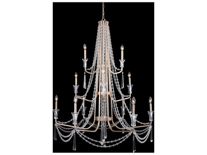 Varaluz Barcelona 3-Tier 12-Light Crystal Chandelier Transcend Silver