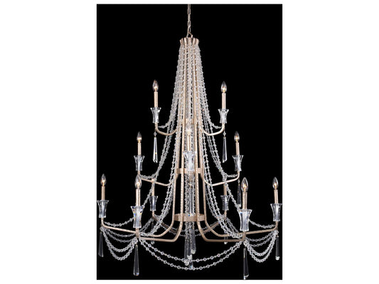 Varaluz Barcelona 3-Tier 12-Light Crystal Chandelier Transcend Silver