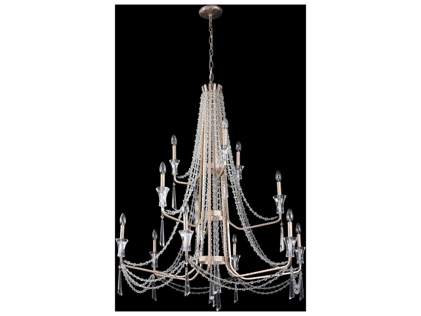 Varaluz Barcelona 3-Tier 12-Light Crystal Chandelier Transcend Silver