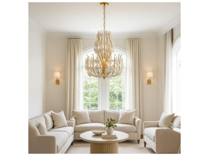 Varaluz Petal Court Chandelier French Gold 9-Light 26"W x 34.13"H