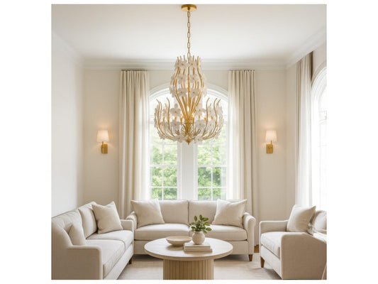 Varaluz Petal Court Chandelier French Gold 9-Light 26"W x 34.13"H
