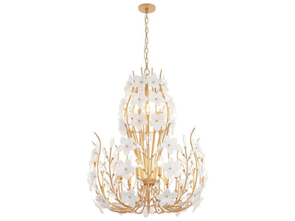 Varaluz Petal Court Chandelier French Gold 12-Light 32"W x 39"H