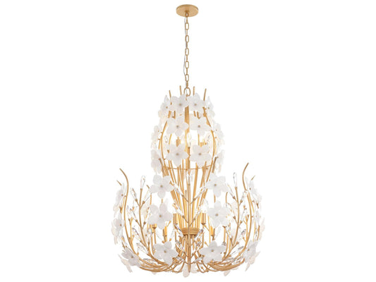 Varaluz Petal Court Chandelier French Gold 12-Light 32"W x 39"H