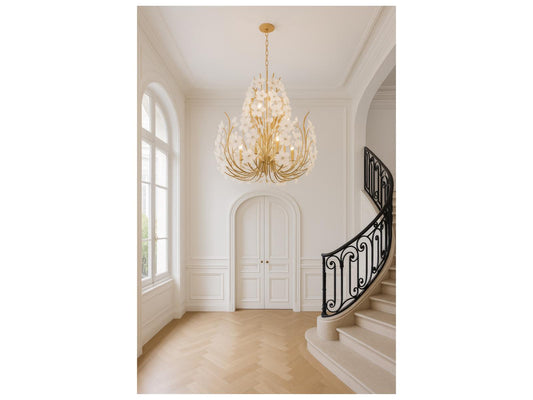 Varaluz Petal Court Chandelier French Gold 12-Light 32"W x 39"H