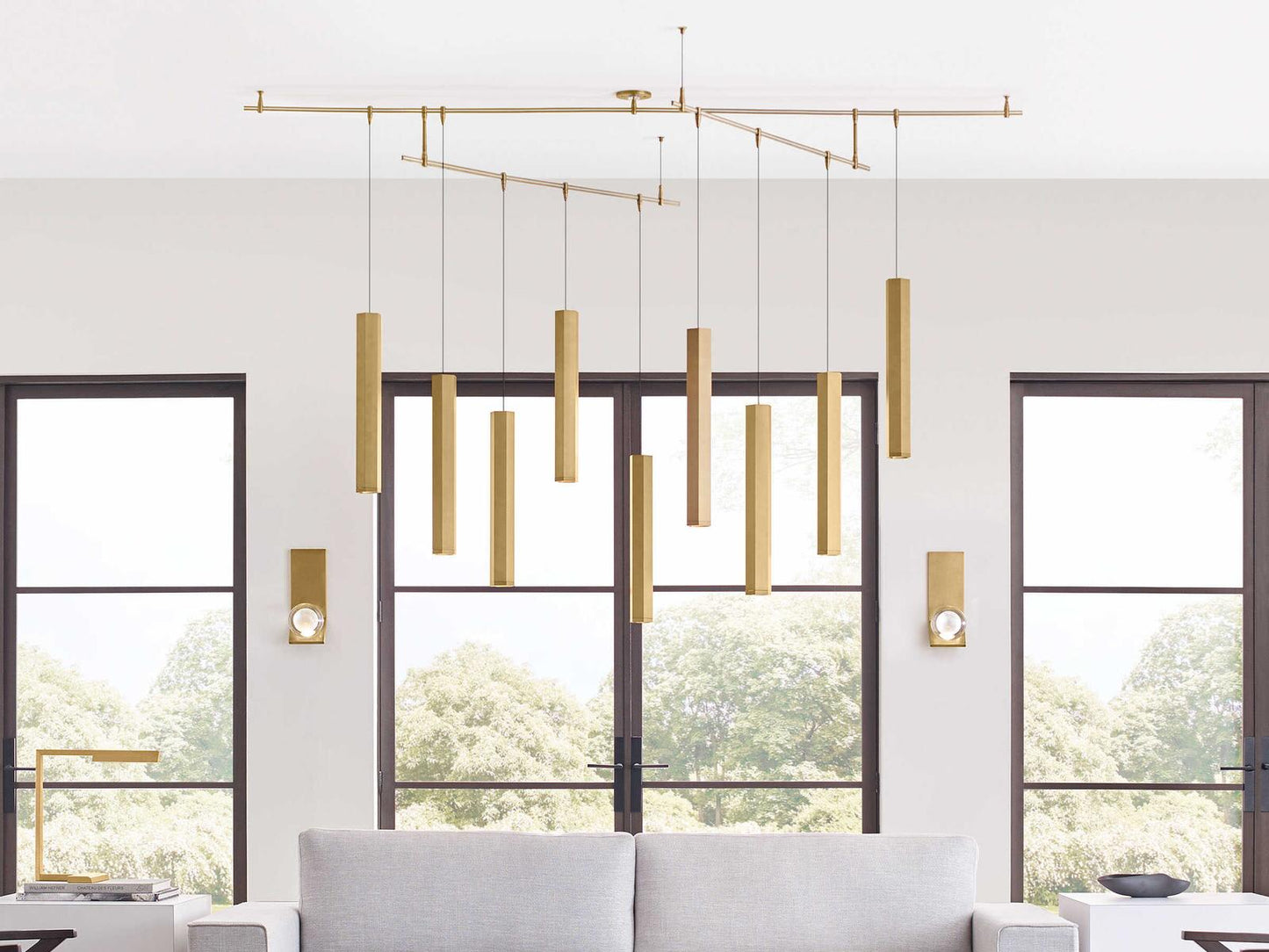 Visual Comfort Modern Blok 9-Light Linear Chandelier