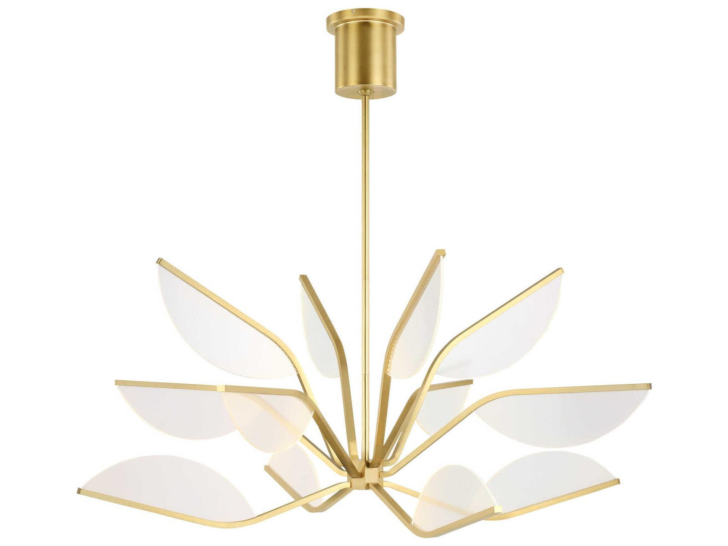 Visual Comfort Modern Belterra 38-Inch LED Chandelier in Natural Brass with Acrylic Petals