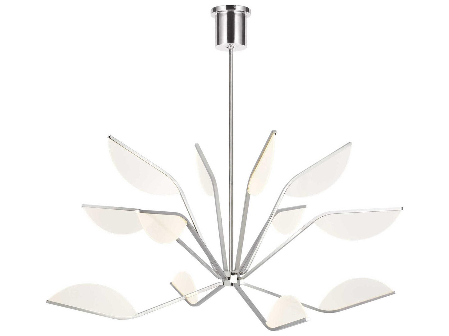 Visual Comfort Modern Belterra 12-Light Integrated LED Linear Chandelier Polished Nickel 3500K