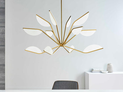 Visual Comfort Modern 12-Light Belterra Integrated LED Chandelier in Natural Brass
