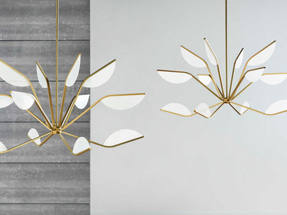 Visual Comfort Modern 12-Light Belterra Integrated LED Chandelier in Natural Brass