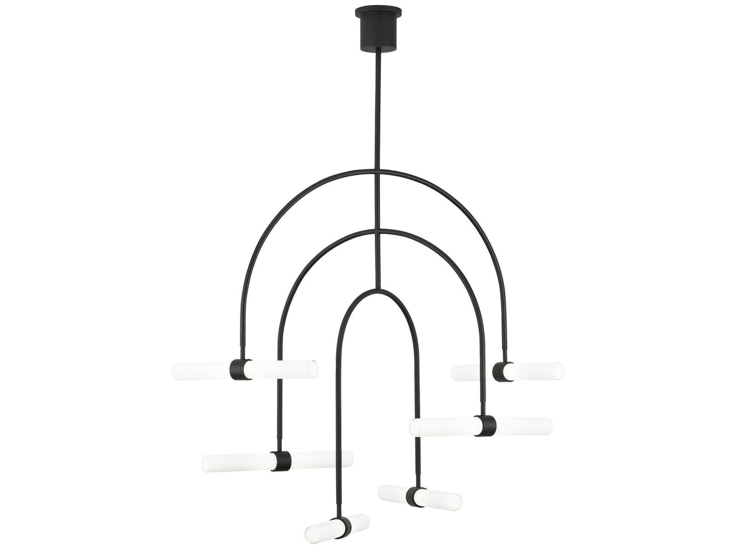 Visual Comfort Modern Calumn 6-Light LED Chandelier in Nightshade Black
