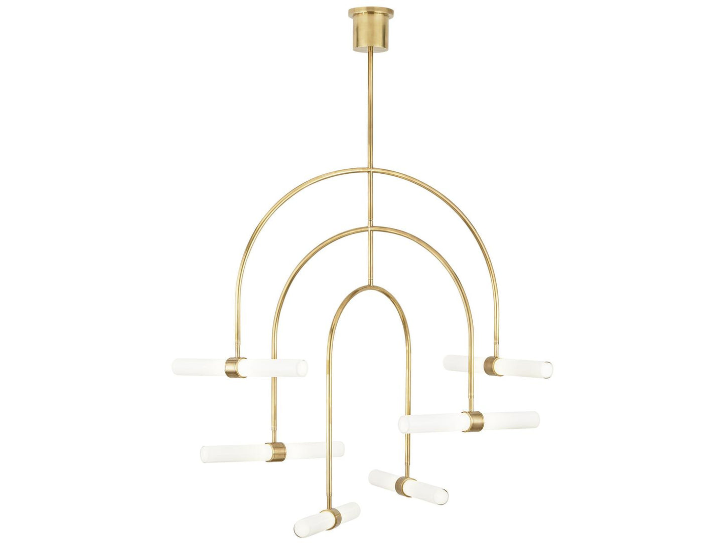 Visual Comfort Modern Calumn 6-Light LED Chandelier in Natural Brass