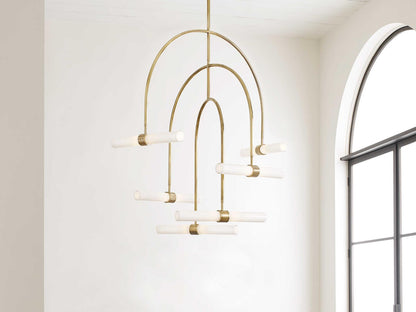Visual Comfort Modern Calumn 6-Light LED Chandelier in Natural Brass