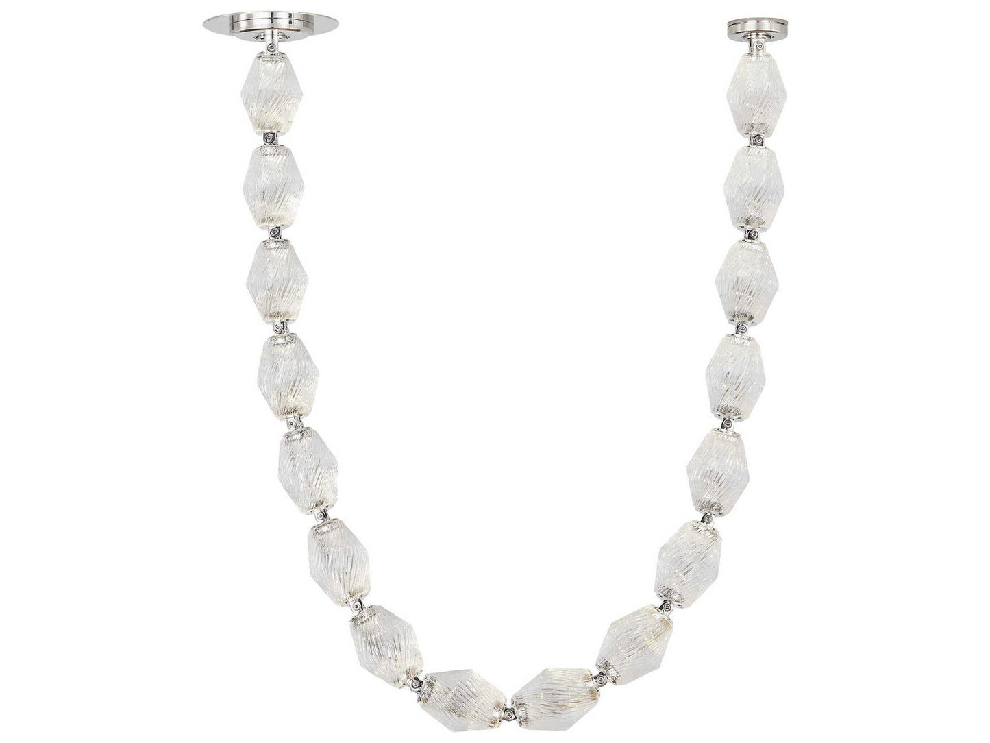 Visual Comfort Modern Collier LED Linear Chandelier in Polished Nickel with Crystal