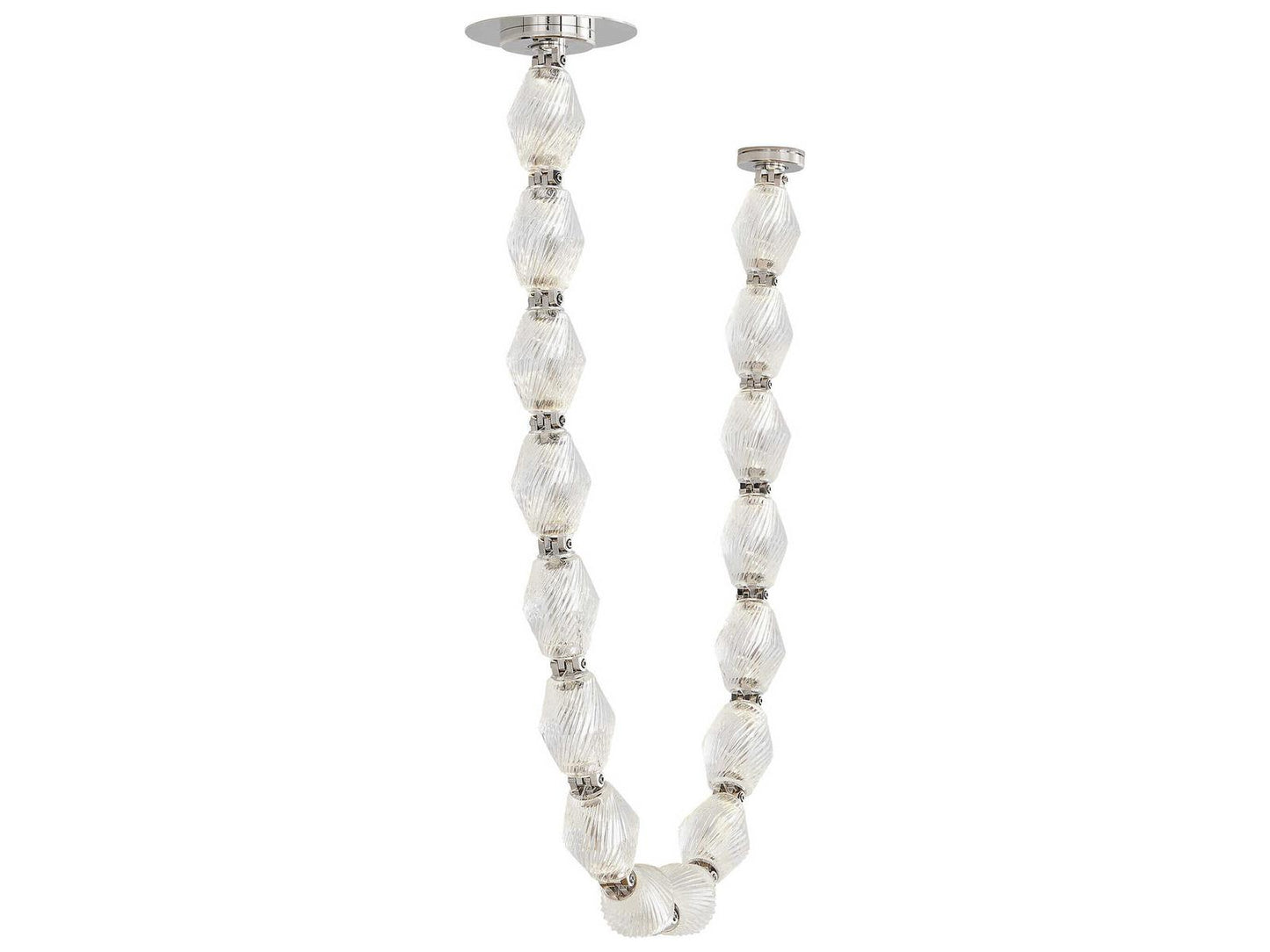 Visual Comfort Modern Collier LED Linear Chandelier in Polished Nickel with Crystal