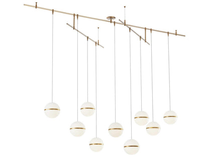 Visual Comfort Modern Hanea 9-Light LED Linear Chandelier in Natural Brass