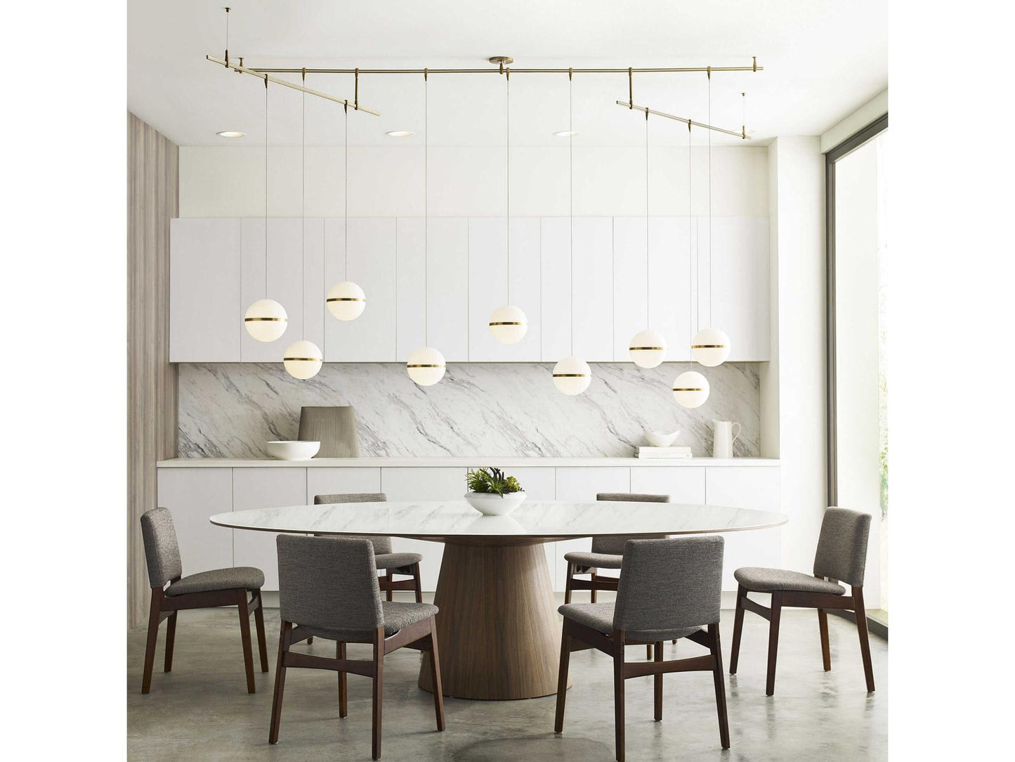 Visual Comfort Modern Hanea 9-Light LED Linear Chandelier in Natural Brass