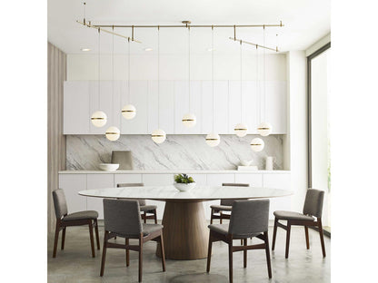 Visual Comfort Modern Hanea 9-Light LED Linear Chandelier in Natural Brass