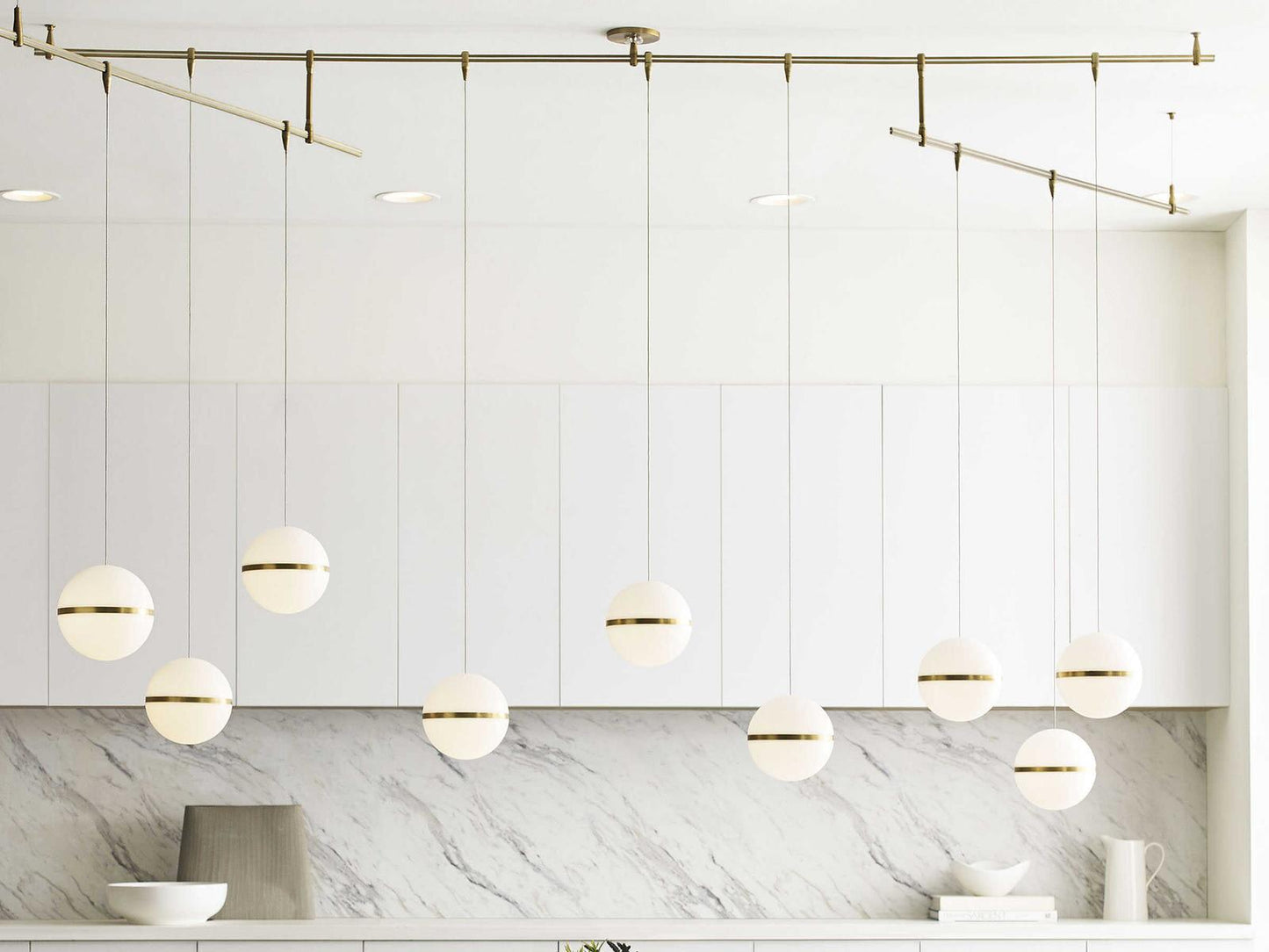 Visual Comfort Modern Hanea 9-Light LED Linear Chandelier in Natural Brass