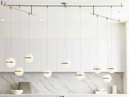 Visual Comfort Modern Hanea 9-Light LED Linear Chandelier in Natural Brass