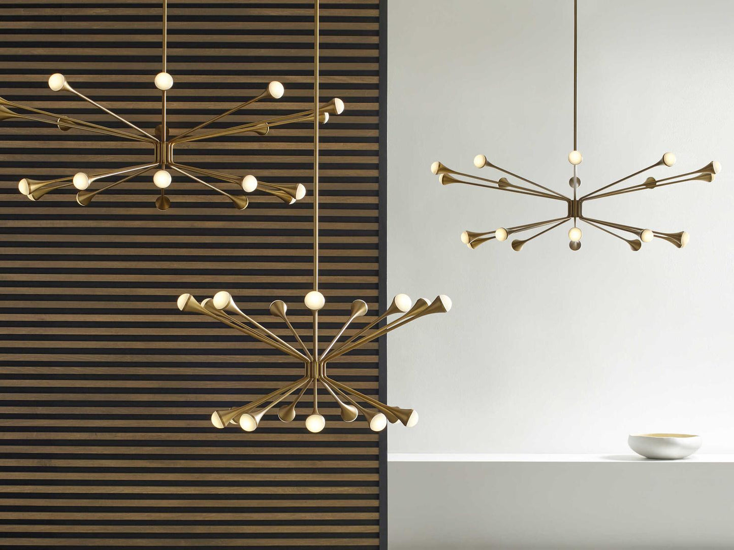 Visual Comfort Modern Lody 20-Light LED Chandelier in Aged Brass