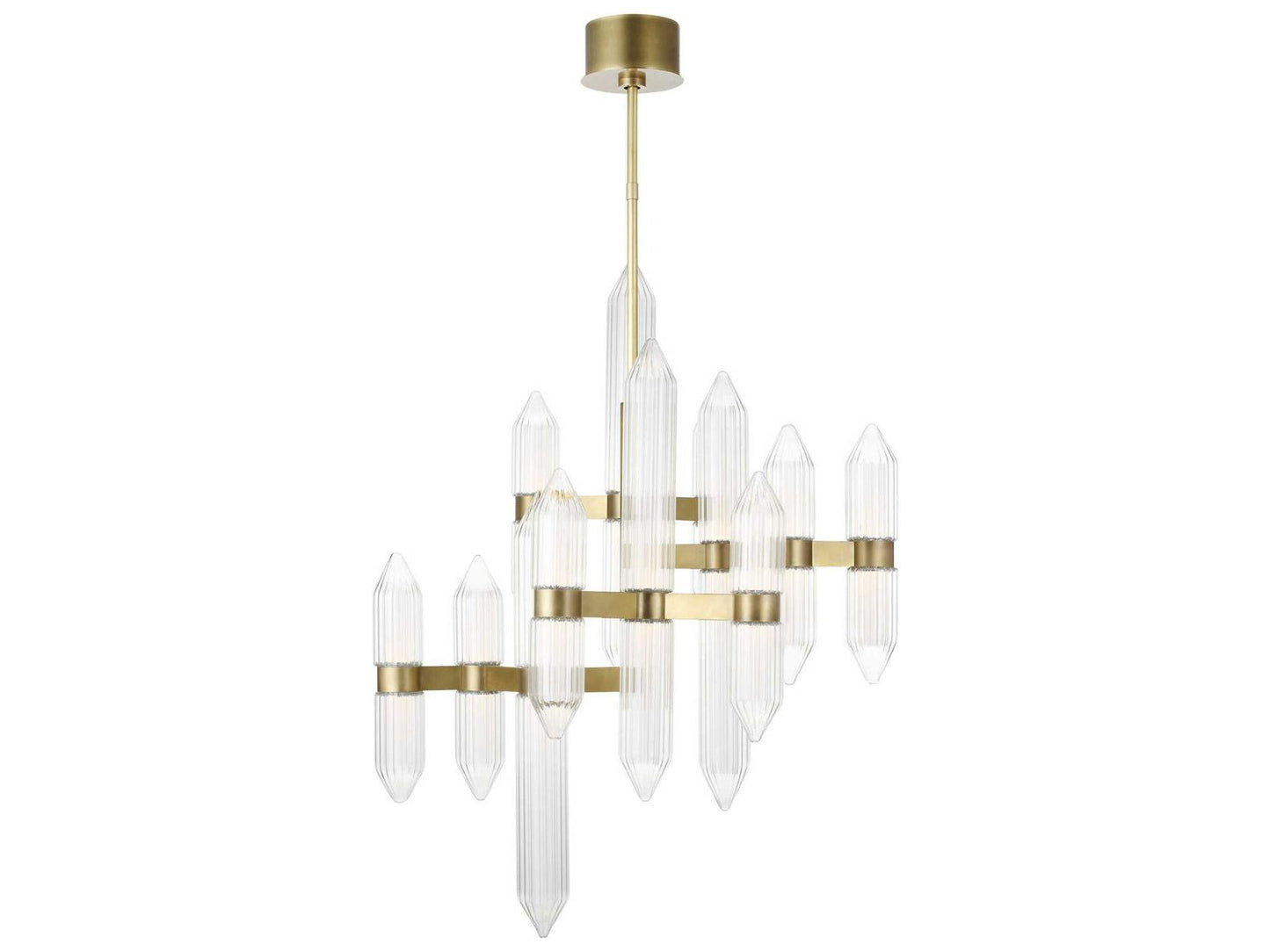Visual Comfort Modern Langston Crystal LED Chandelier in Plated Brass
