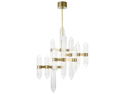 Visual Comfort Modern Langston Crystal LED Chandelier in Plated Brass
