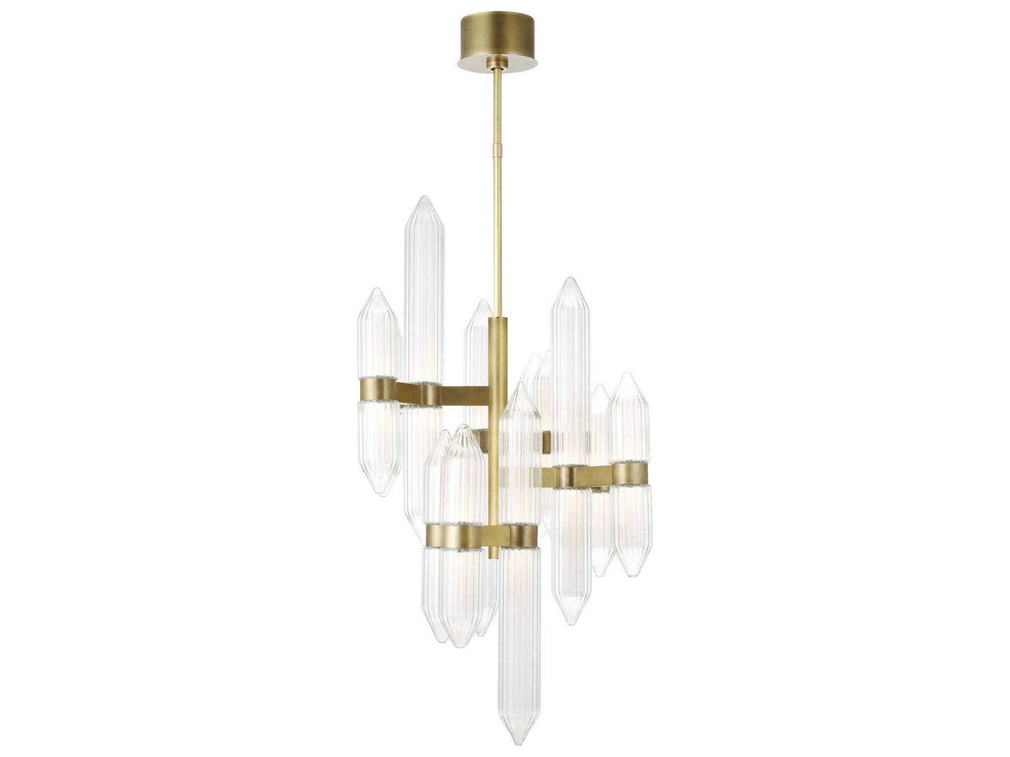 Visual Comfort Modern Langston Crystal LED Chandelier in Plated Brass