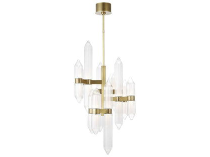 Visual Comfort Modern Langston Crystal LED Chandelier in Plated Brass