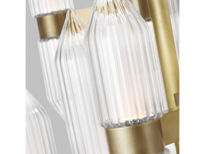 Visual Comfort Modern Langston Crystal LED Chandelier in Plated Brass