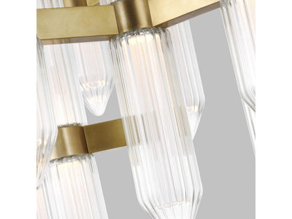 Visual Comfort Modern Langston Crystal LED Chandelier in Plated Brass