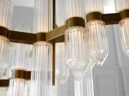 Visual Comfort Modern Langston Crystal LED Chandelier in Plated Brass