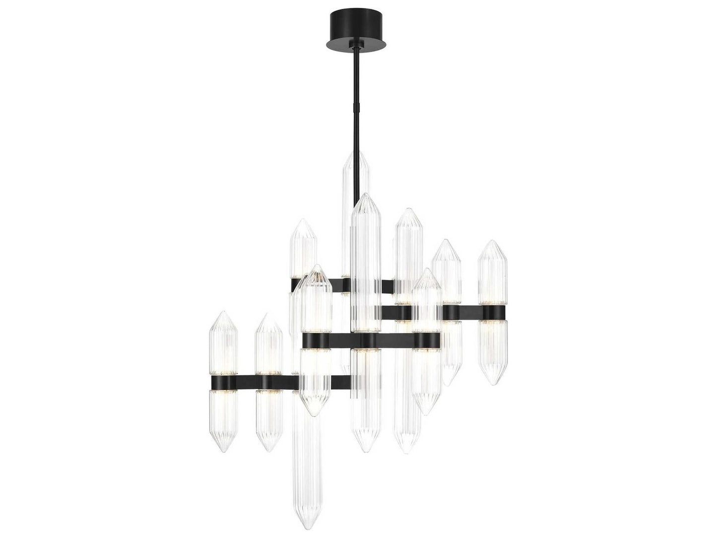 Visual Comfort Modern Langston 12-Light LED Chandelier in Plated Dark Bronze