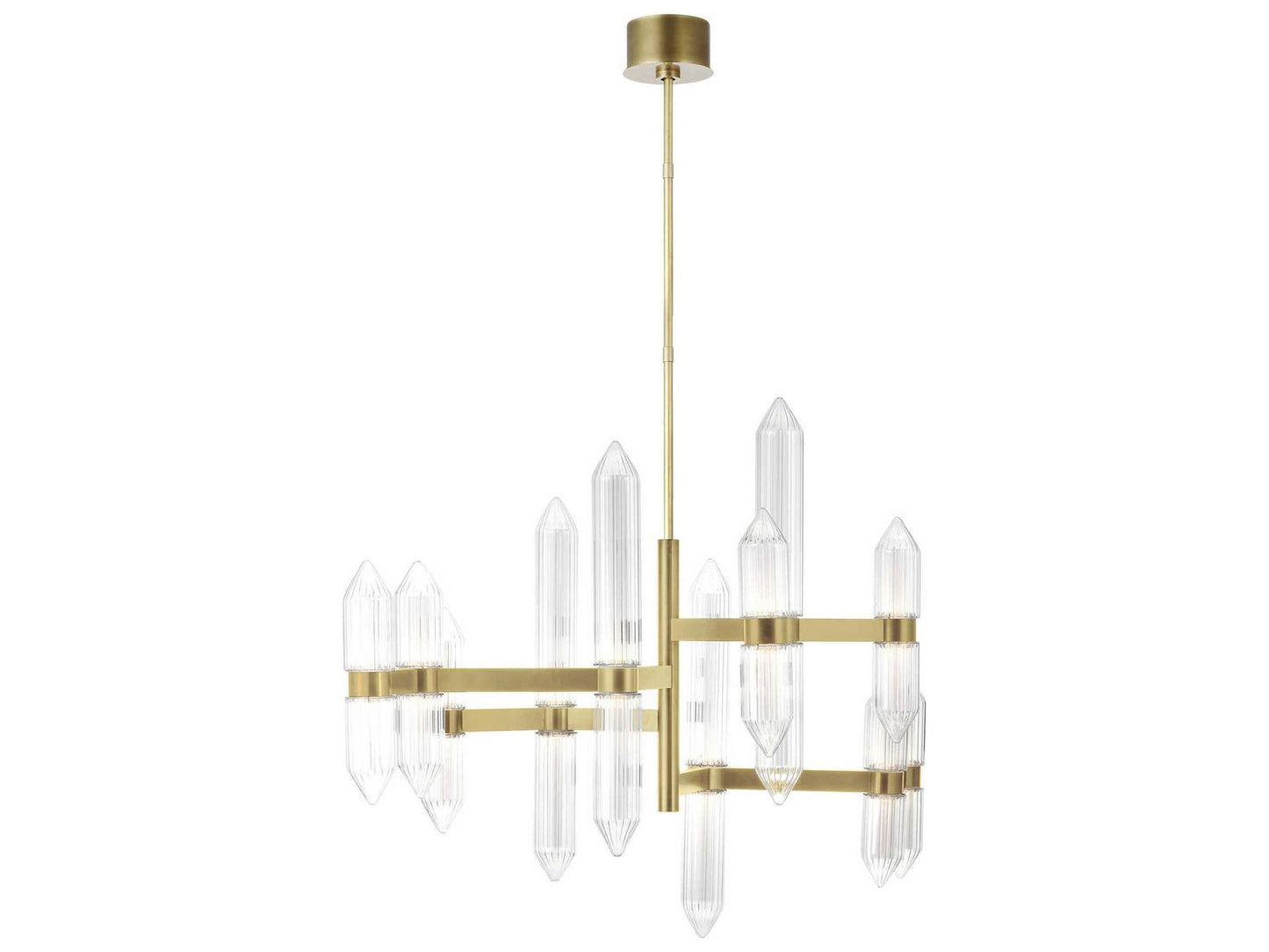 Visual Comfort Modern Langston 12-Light Integrated LED Chandelier in Plated Brass