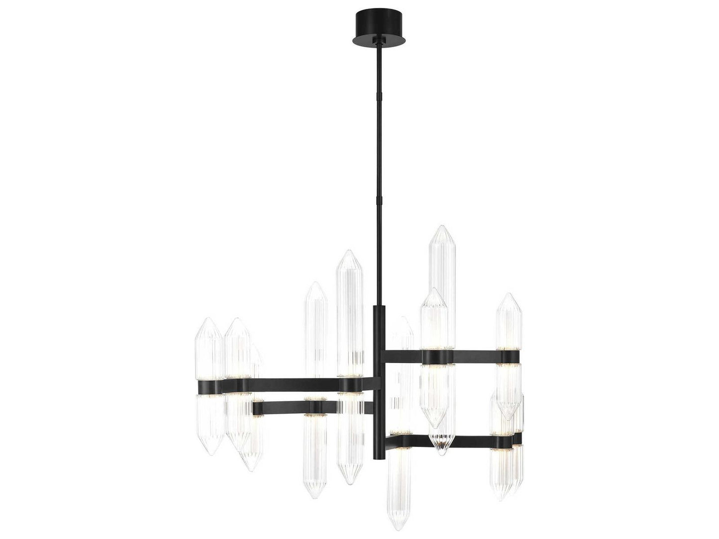 Visual Comfort Modern Langston Large Integrated LED Chandelier in Plated Dark Bronze