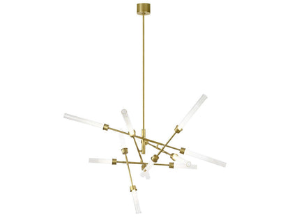 Visual Comfort Modern Linger 12-Light Abstract LED Chandelier in Natural Brass