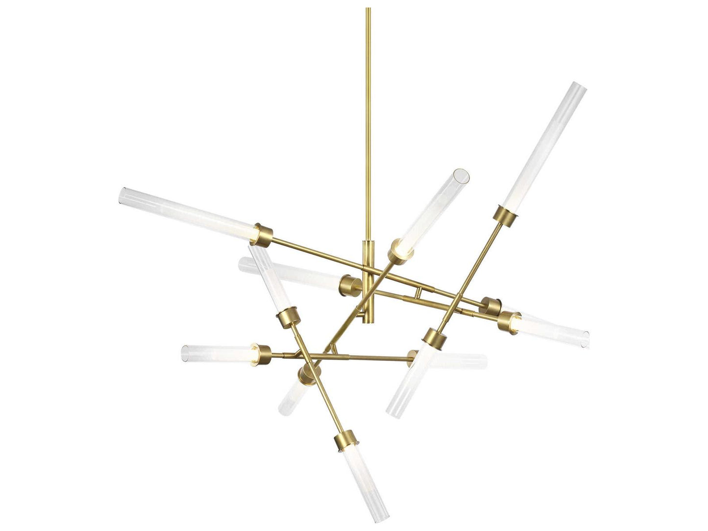 Visual Comfort Modern Linger 12-Light Abstract LED Chandelier in Natural Brass