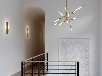 Visual Comfort Modern Linger 12-Light Abstract LED Chandelier in Natural Brass
