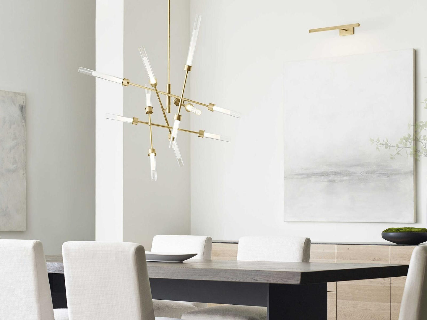 Visual Comfort Modern Linger 12-Light Abstract LED Chandelier in Natural Brass