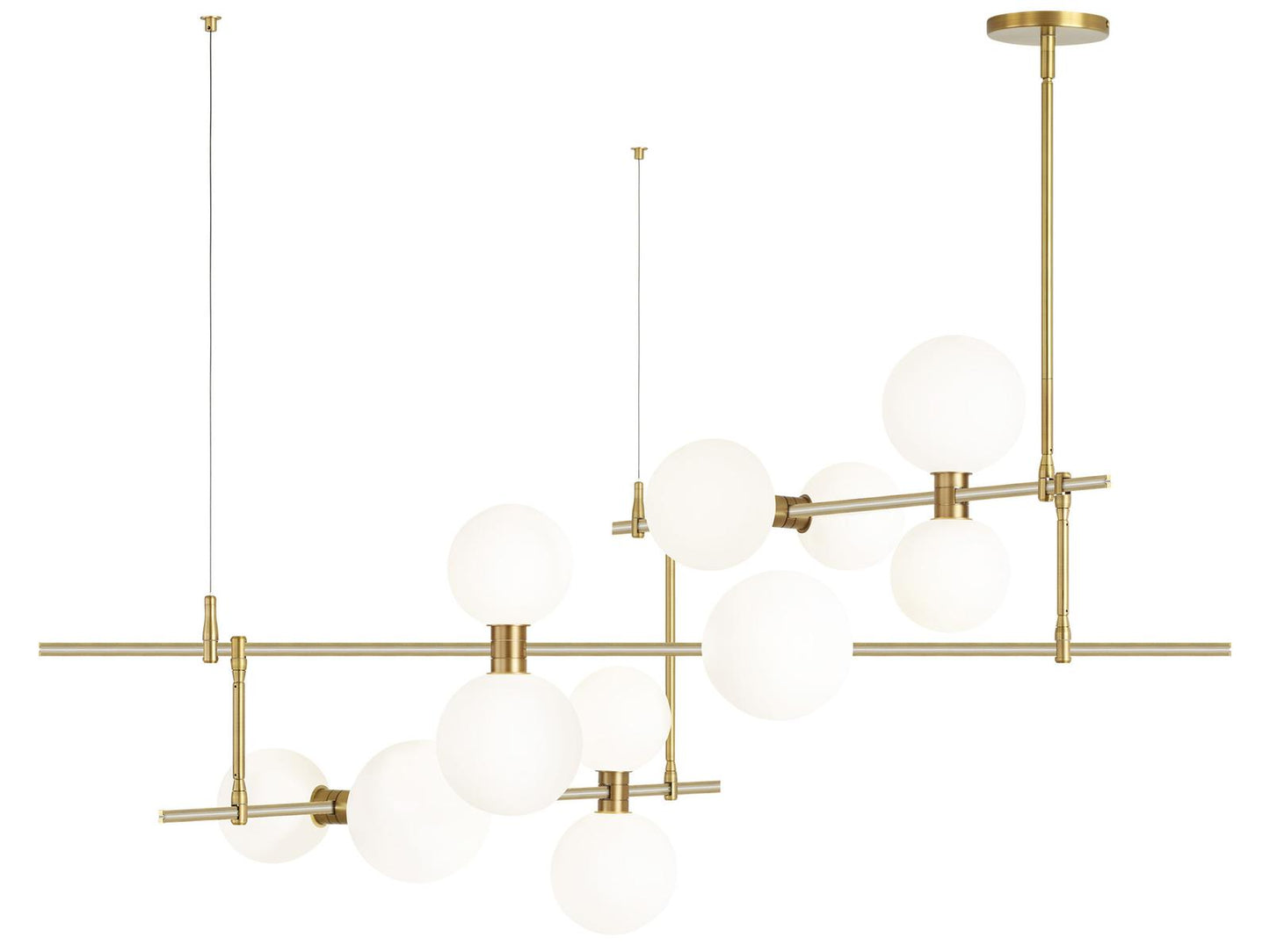Visual Comfort Modern 12-Light ModernRail Orb LED Chandelier in Aged Brass
