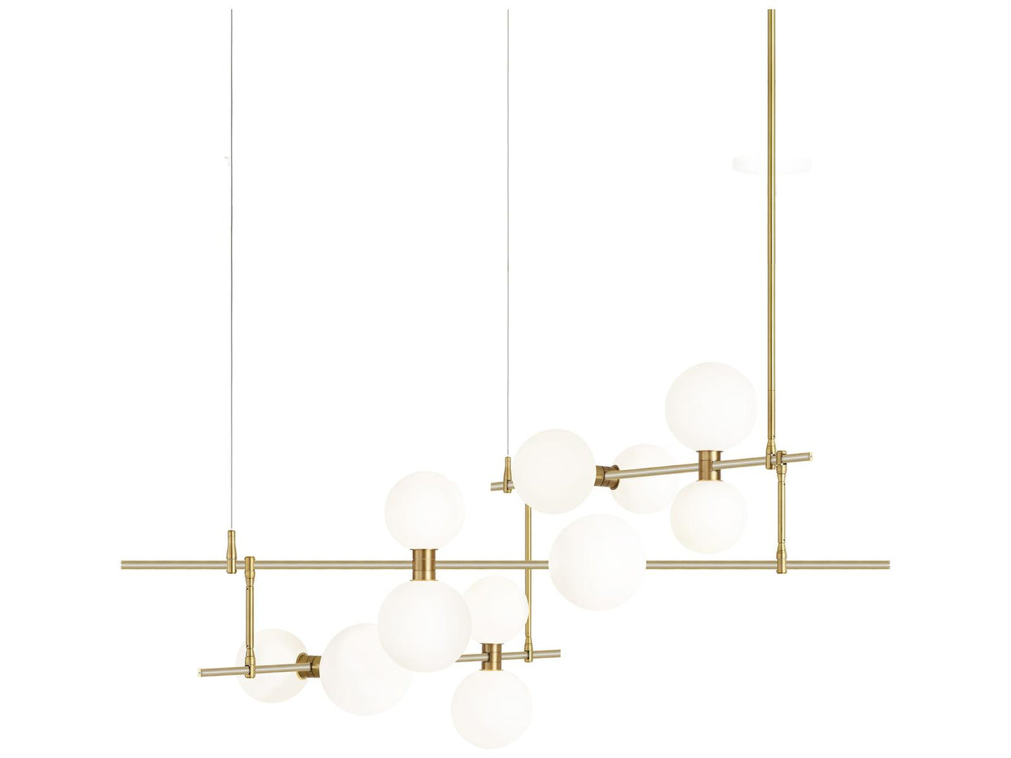 Visual Comfort Modern 12-Light ModernRail Orb LED Chandelier in Aged Brass