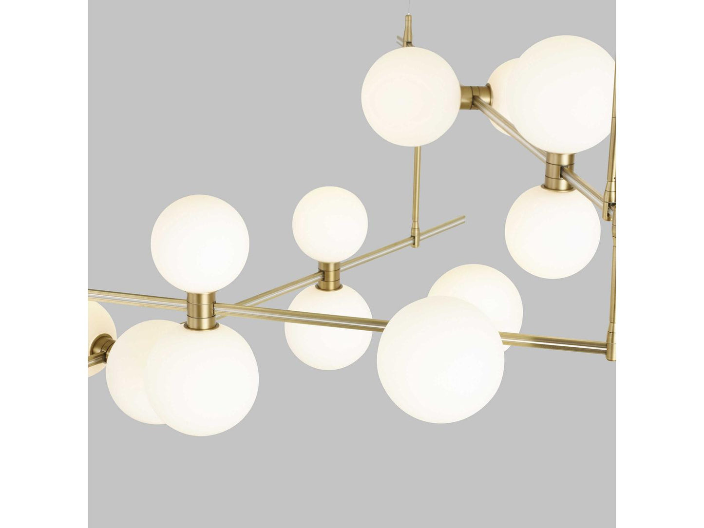Visual Comfort Modern 12-Light ModernRail Orb LED Chandelier in Aged Brass