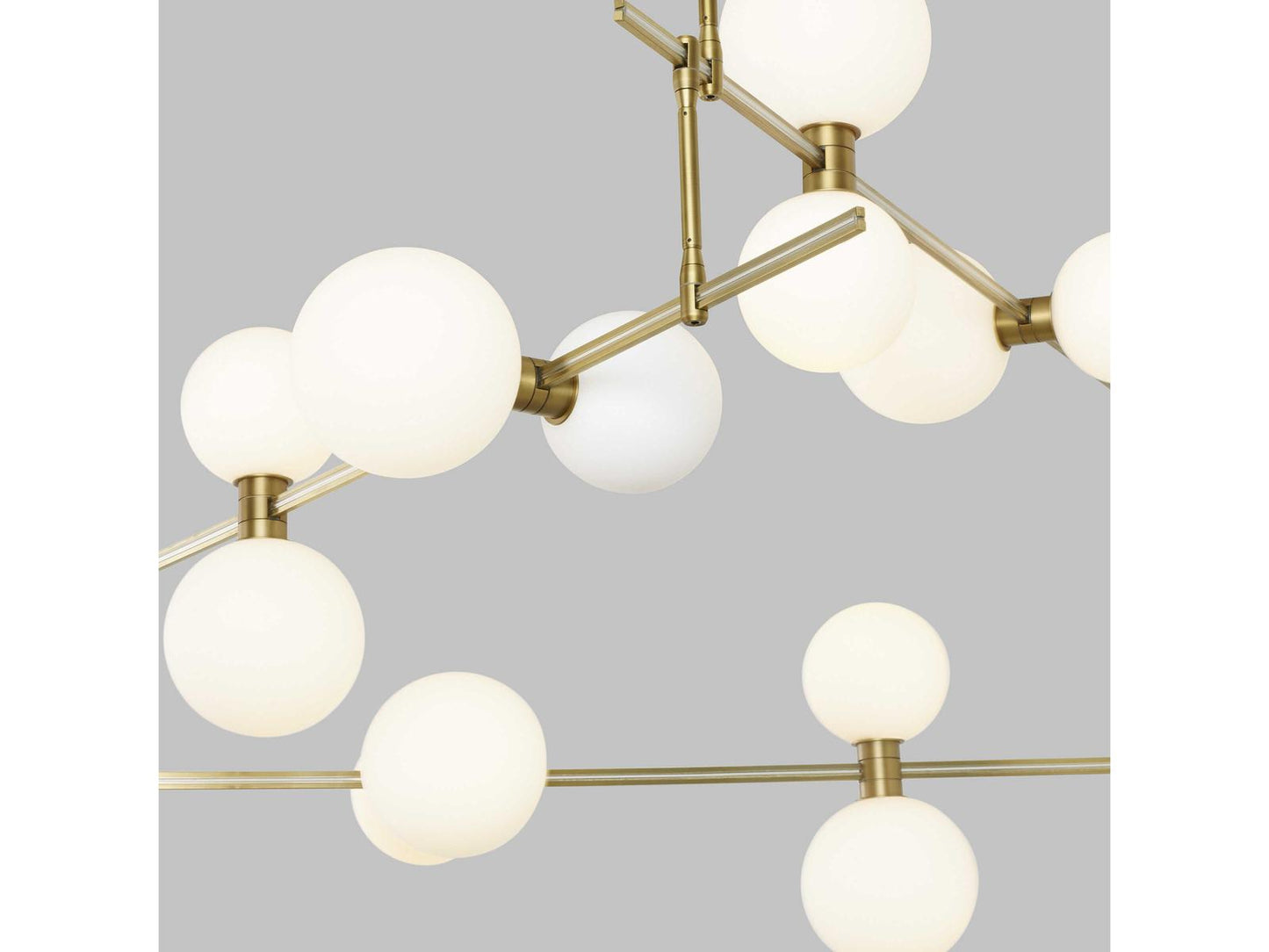 Visual Comfort Modern 12-Light ModernRail Orb LED Chandelier in Aged Brass