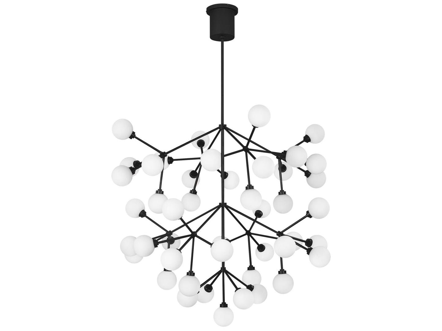Visual Comfort Modern Mara Grande 45-Light LED Chandelier in Matte Black with Frosted Glass