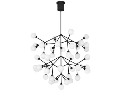 Visual Comfort Modern Mara Grande 45-Light LED Chandelier in Matte Black with Frosted Glass