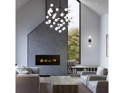 Visual Comfort Modern Mara Grande 45-Light LED Chandelier in Matte Black with Frosted Glass